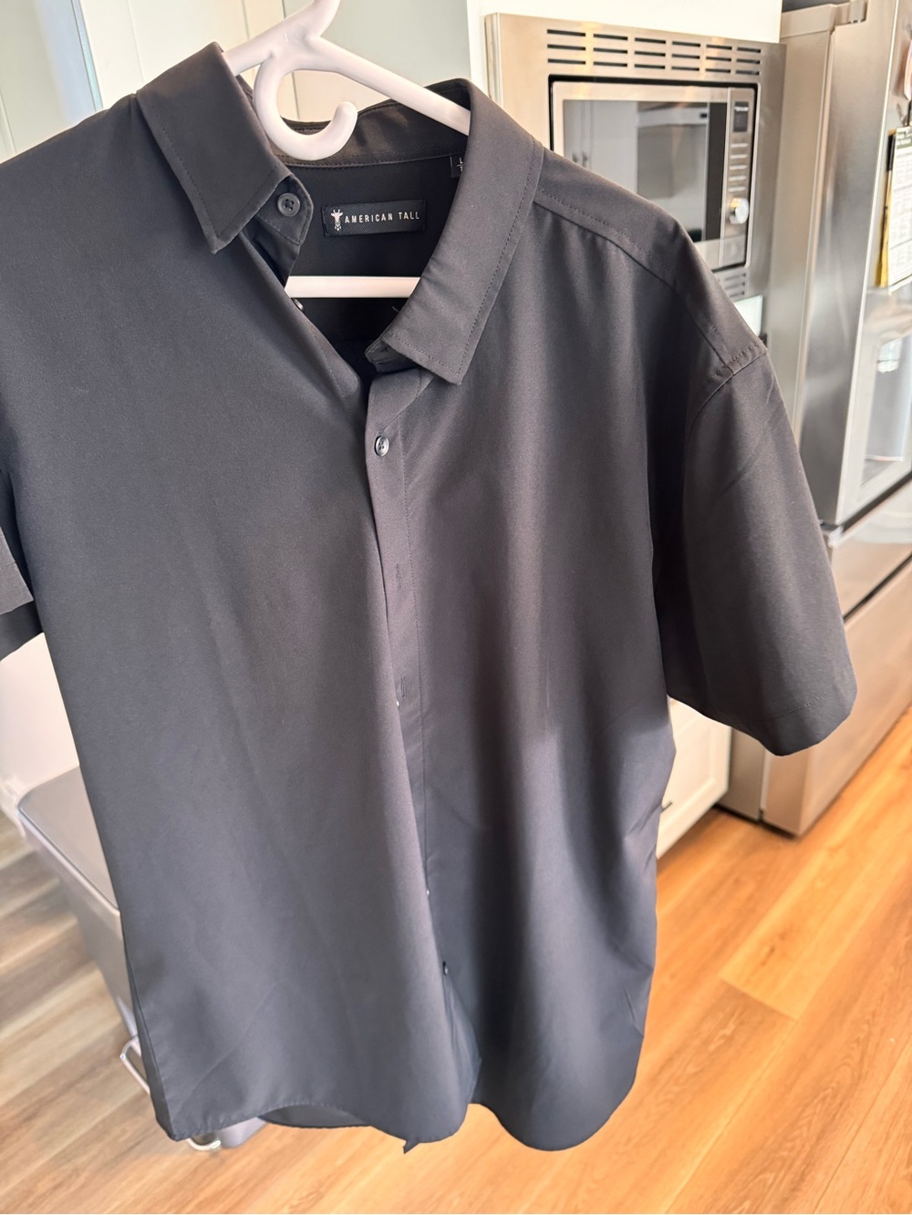 American Tall Black Short-Sleeve Button-Down Shirt